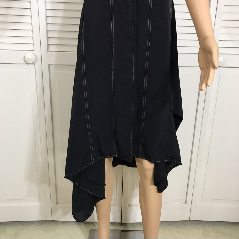 ADEAM Asymmetrical Black Collared Dress Small - Picture 4 of 14